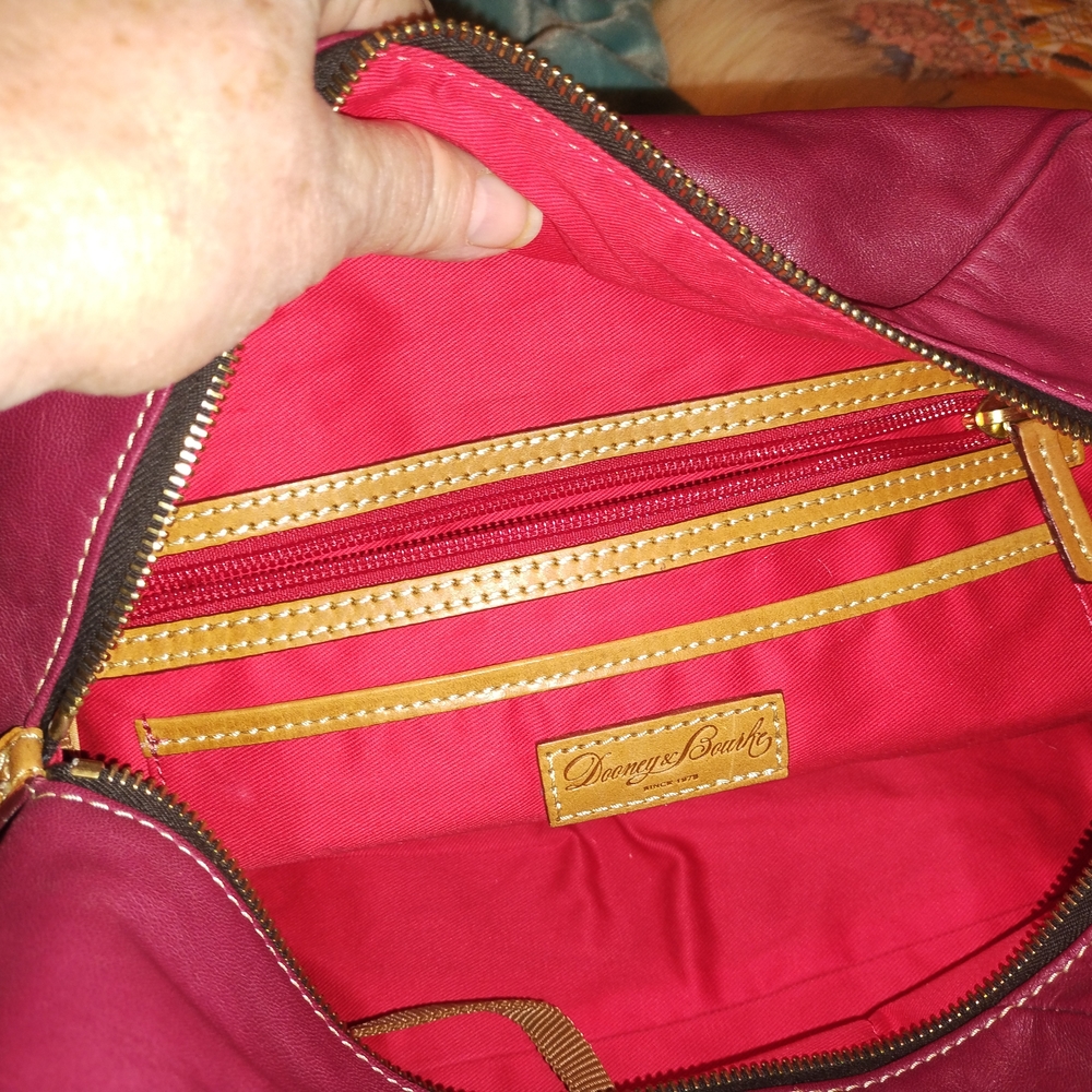 Dooney & Bourke Lambskin Leather Duffle Satchel in Raspberry - Picture 9 of 10